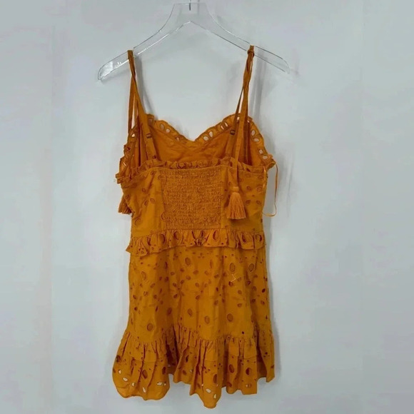 Walter Baker Misty Eyelet Ruffle Mini Dress in Mustard Yellow Size 10 B1143 - Picture 5 of 5
